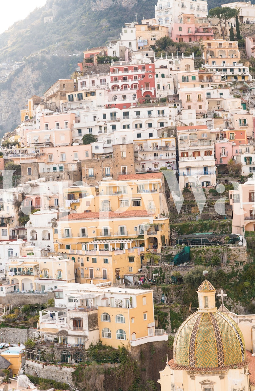 Colorful buildings on a hillside, vibrant colors wallpaper