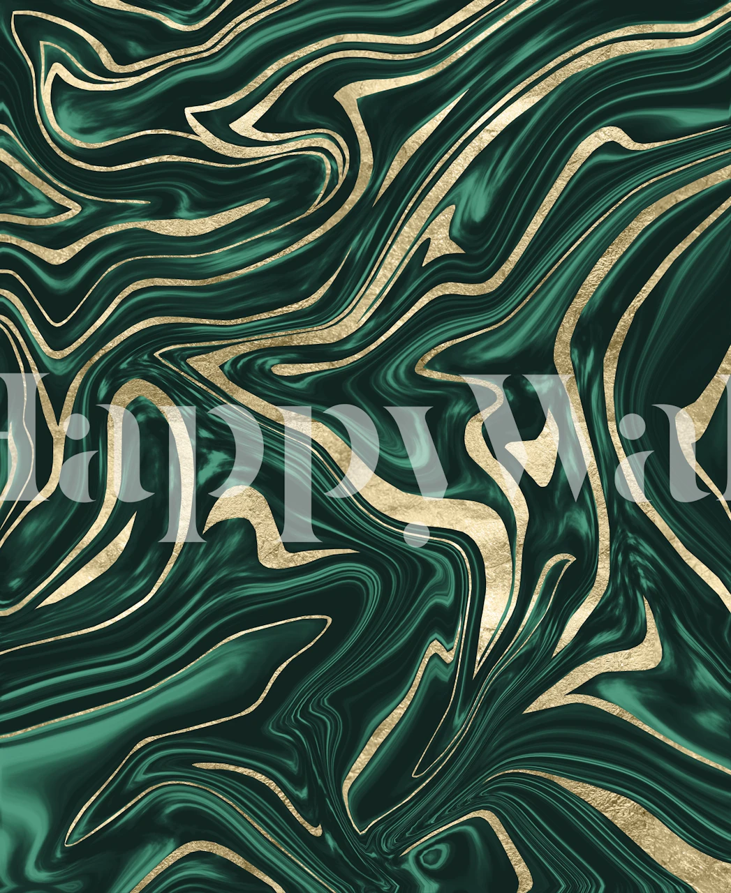 Green Black Gold Marble tapeta v pokoji