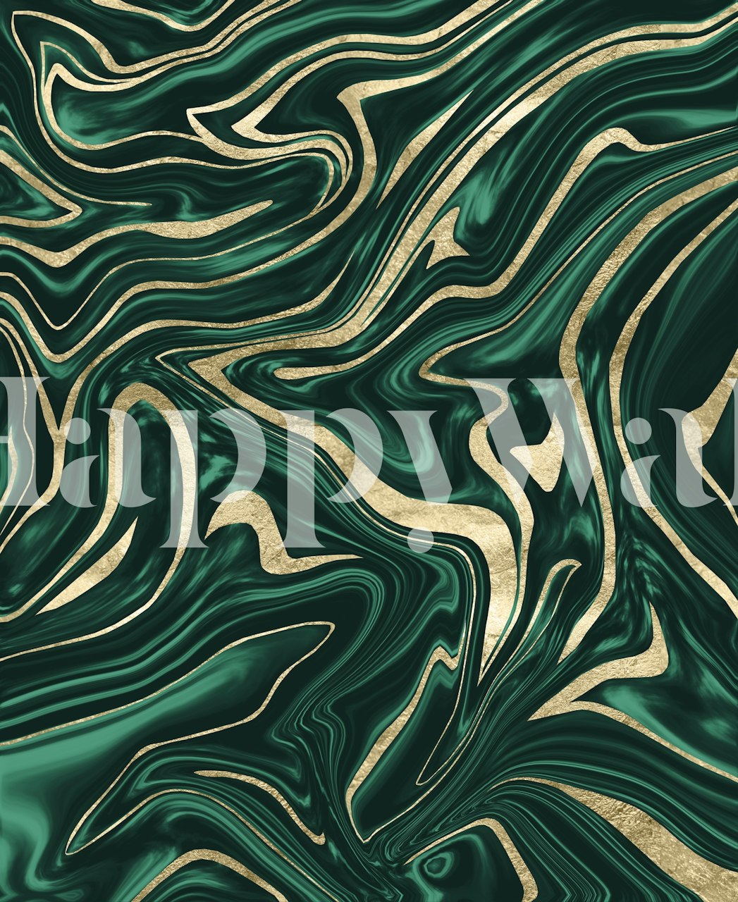 Green Black Gold Marble wallpaper in a room