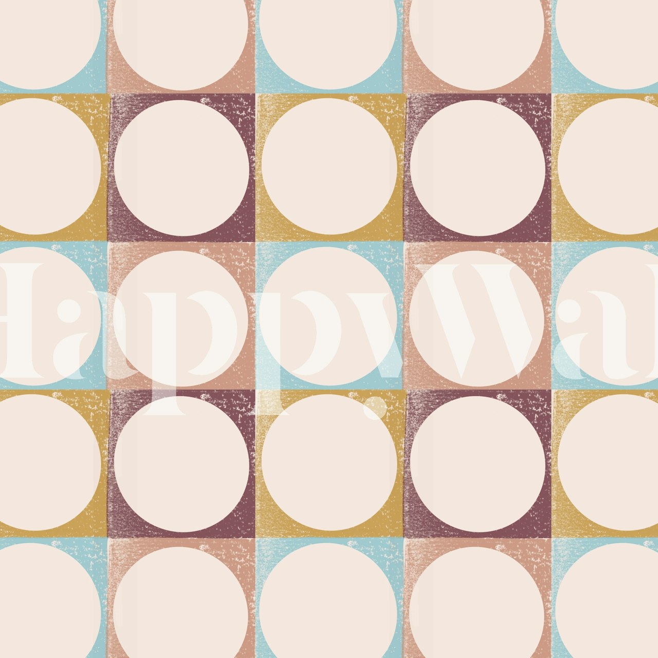 Pink geometric dot pattern wallpaper with beige background