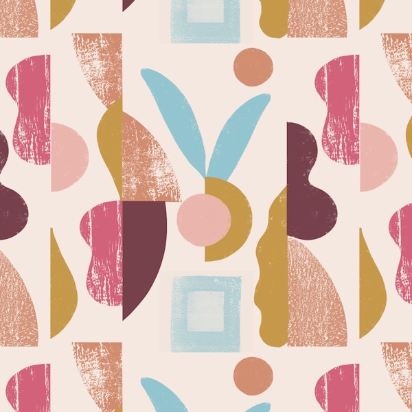 Modern Boho Pink Floral Abstract