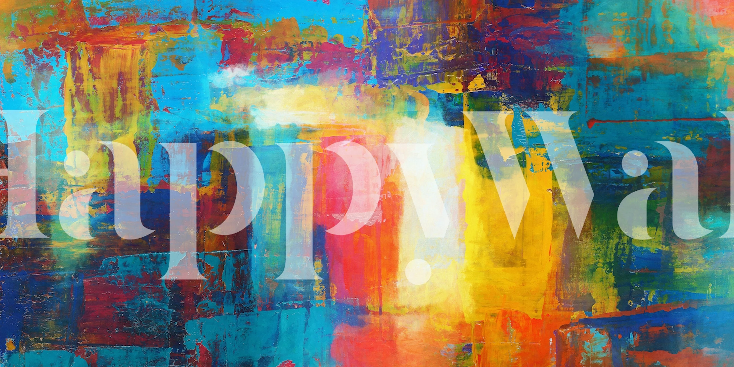 Colorful abstract patterns in vibrant blues, yellows, and reds wallpaper