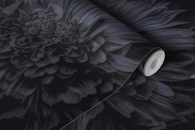 Dark Grey Moody Flowerswallpaper roll