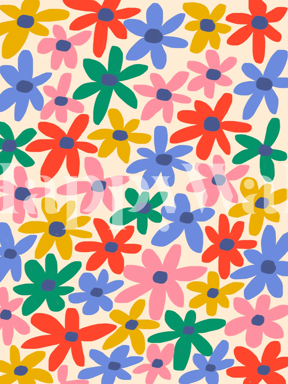 Colorful joyful flowers wallpaper design