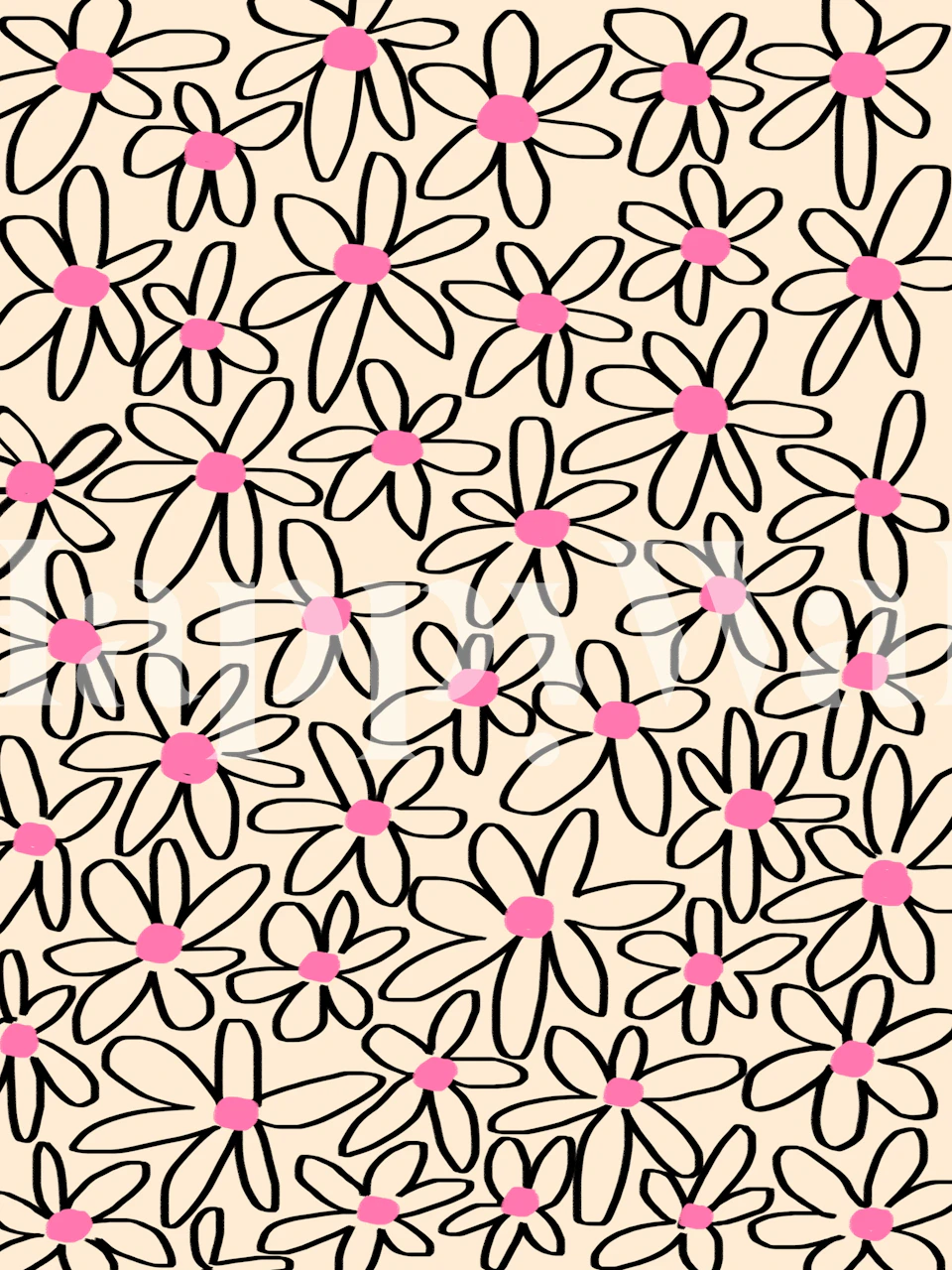 Tapeta Joyful Flower Lines v místnosti