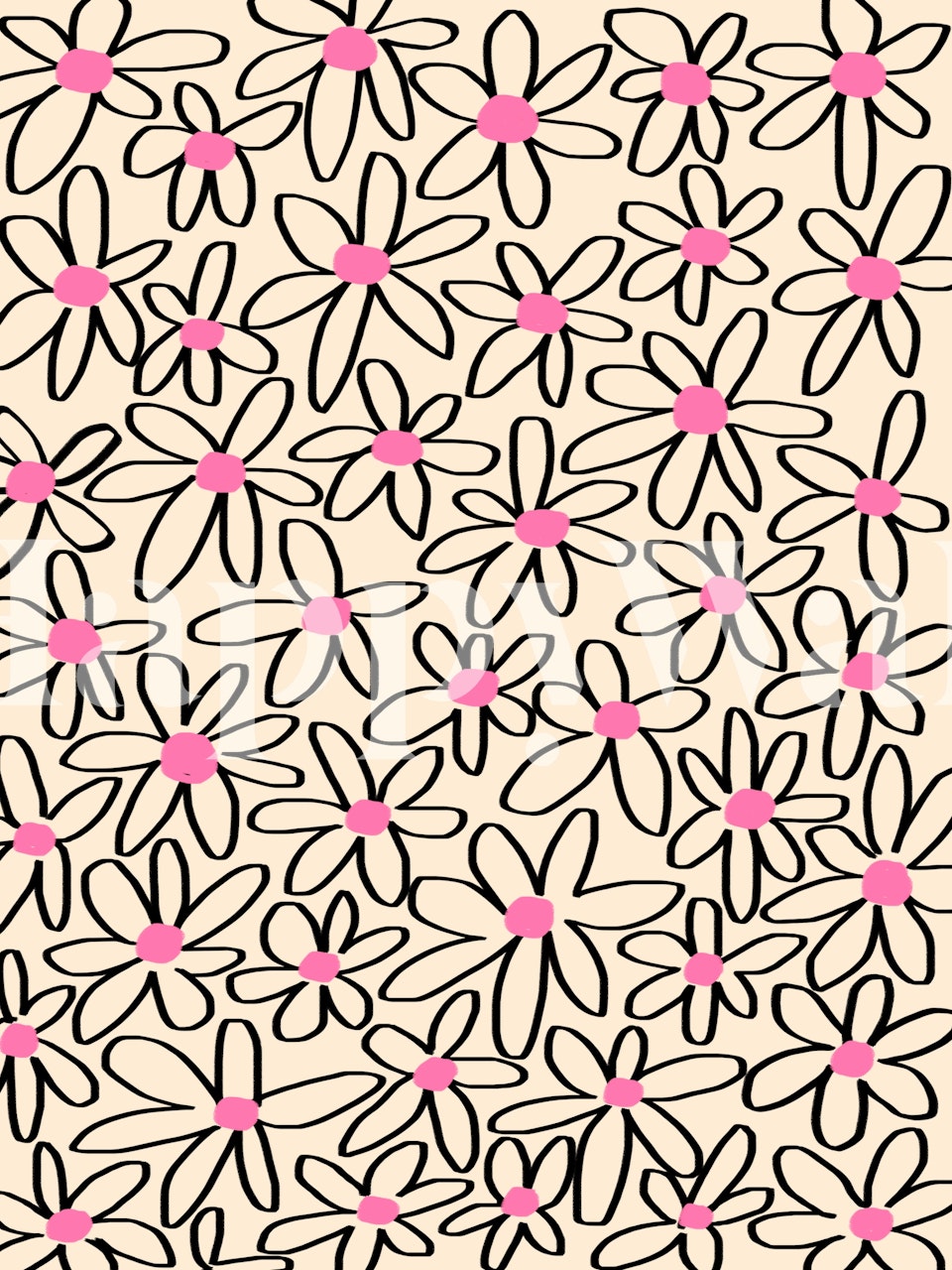 Ταπετσαρία Joyful Flower Lines σε ένα δωμάτιο