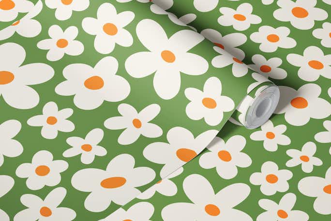 Groovy flower patternwallpaper roll