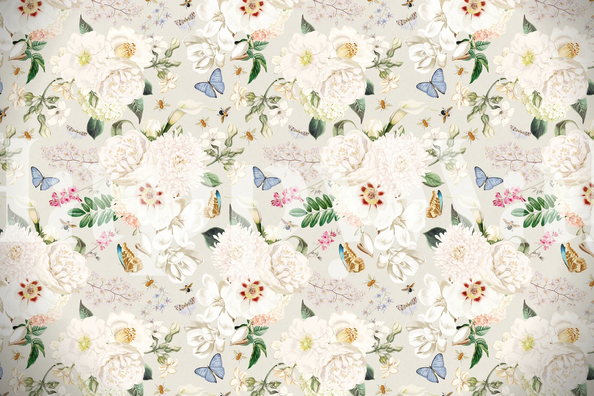Floral wallpaper design featuring spring flowers