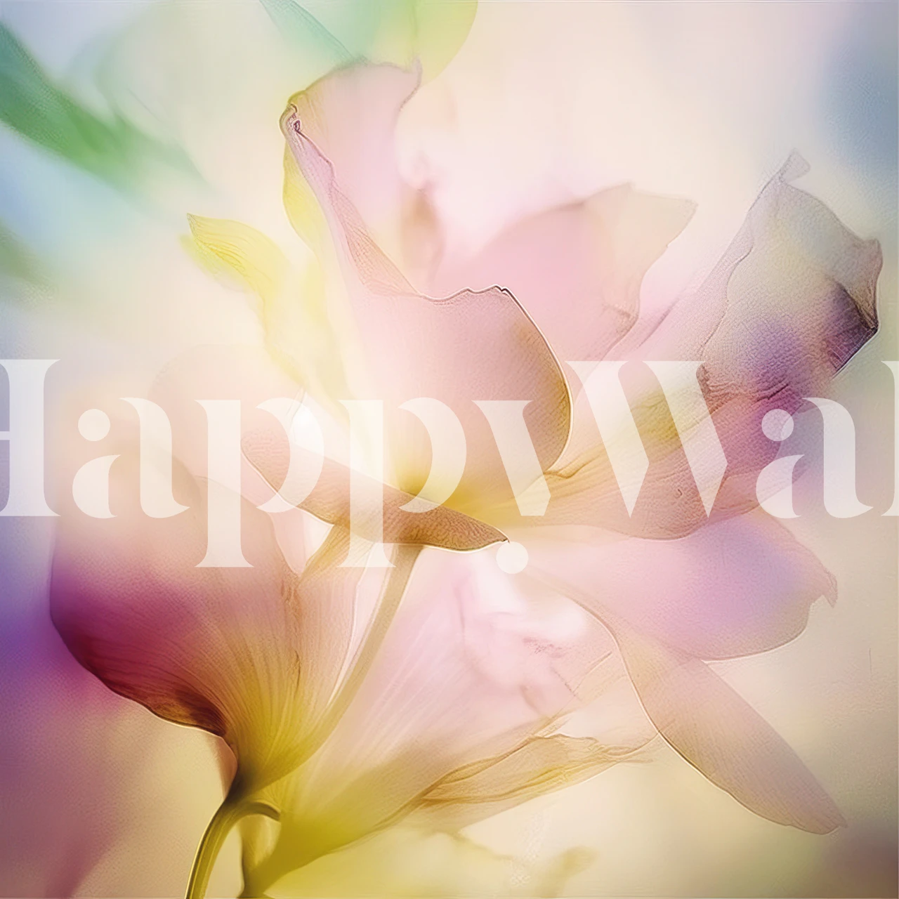 A Luminous Blossom diseño de papel tapiz en una habitación