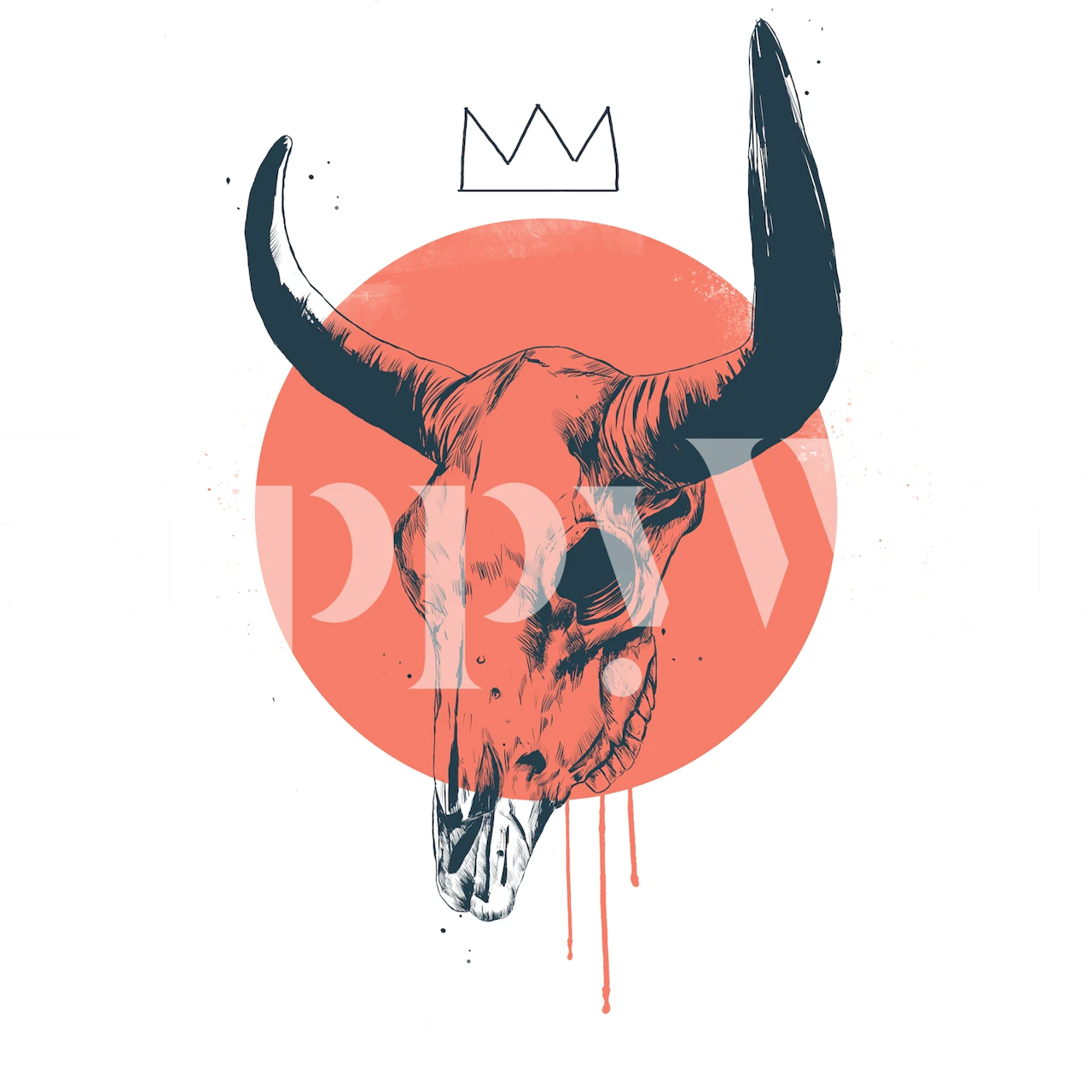 Bull Skull II Tapete in einem stilvollen Raum