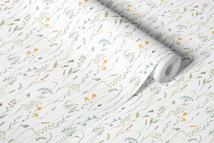 Herbs and flowerswallpaper roll