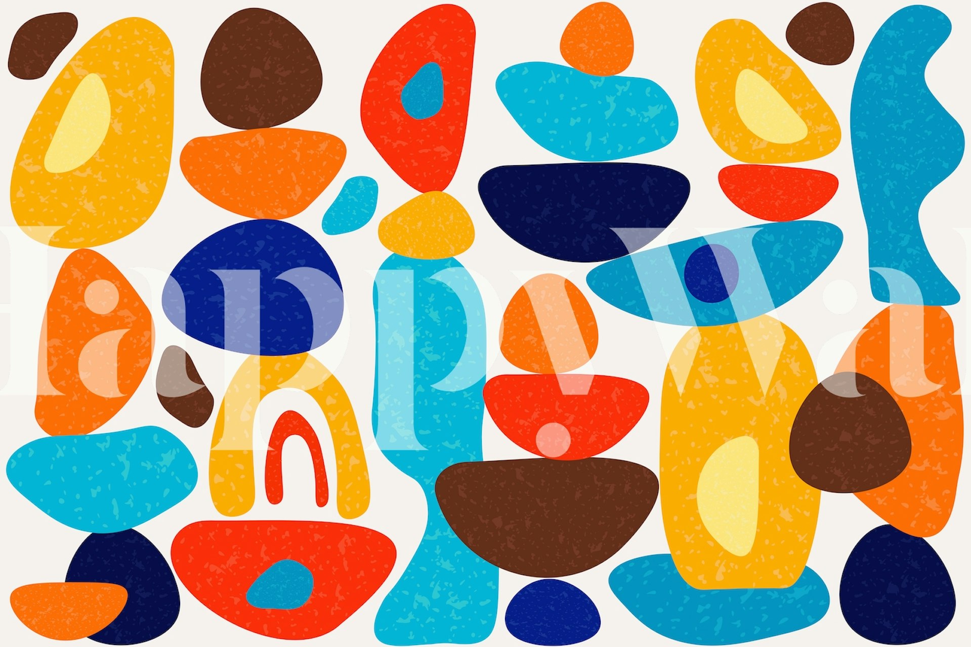 Colorful abstract organic shapes in bold hues wallpaper