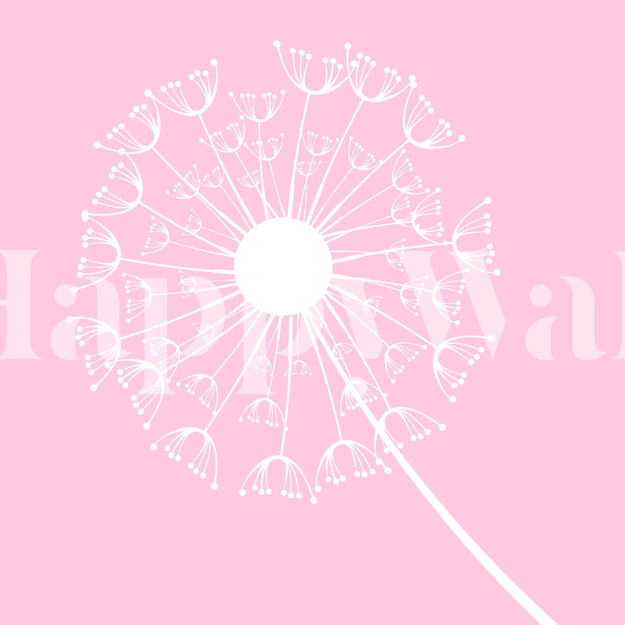 White dandelion flower illustration on pastel pink background wallpaper