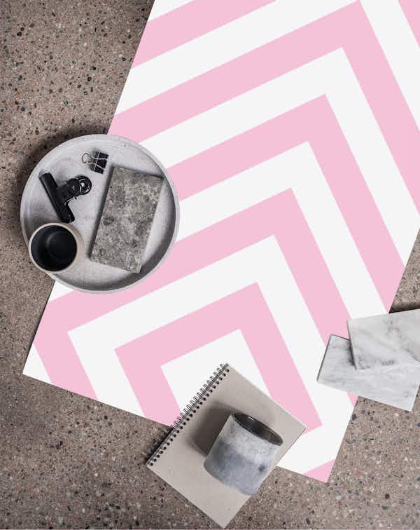 White & Pastel Pink Geometric Wallpaper Happywall