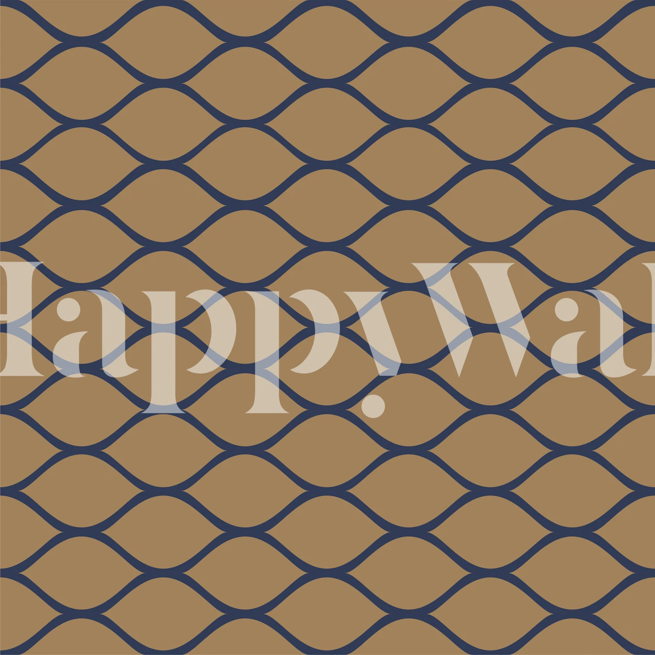 Geometric mustard and mocha ogee pattern wallpaper