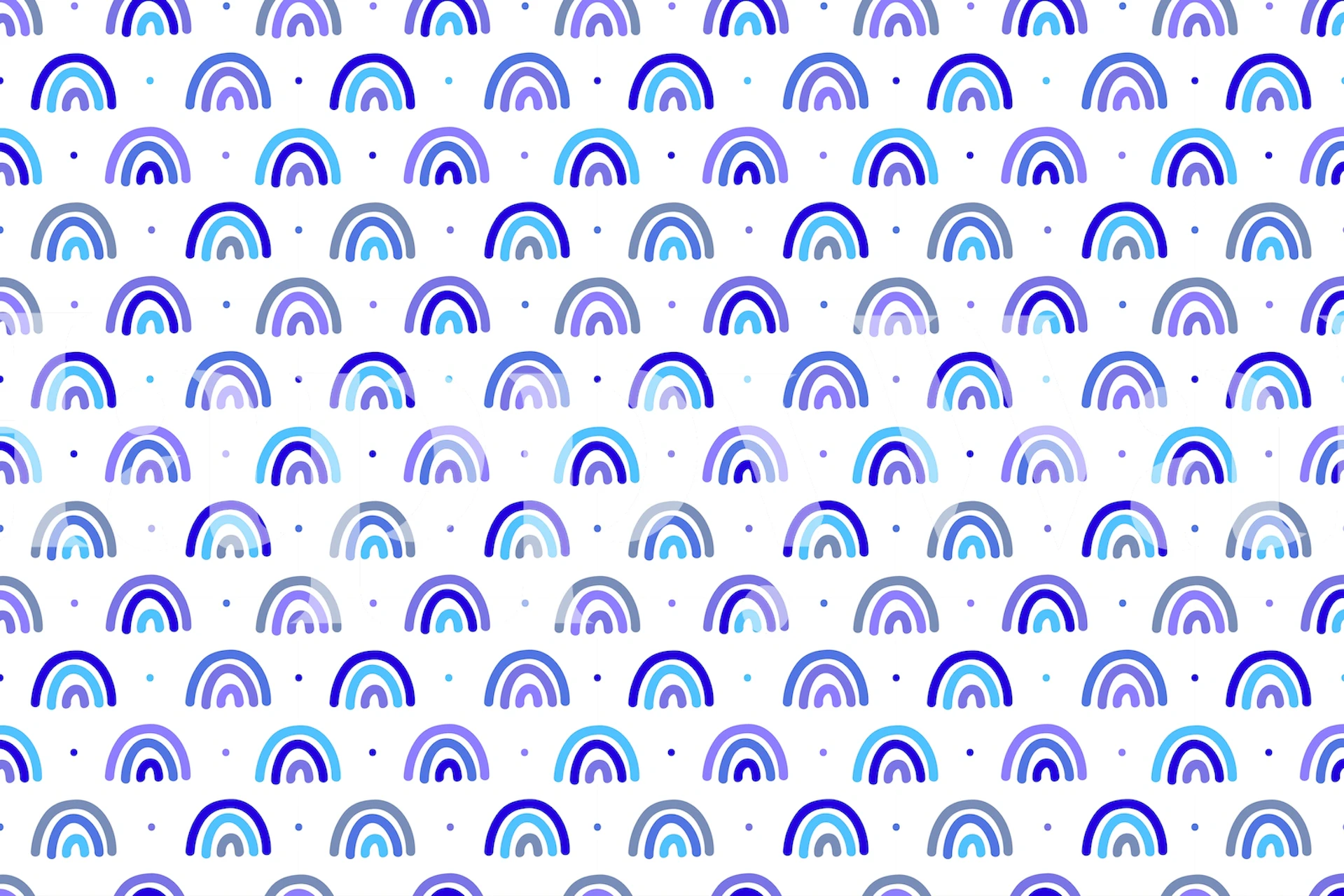 Vintage Blue Rainbows wallpaper in a room