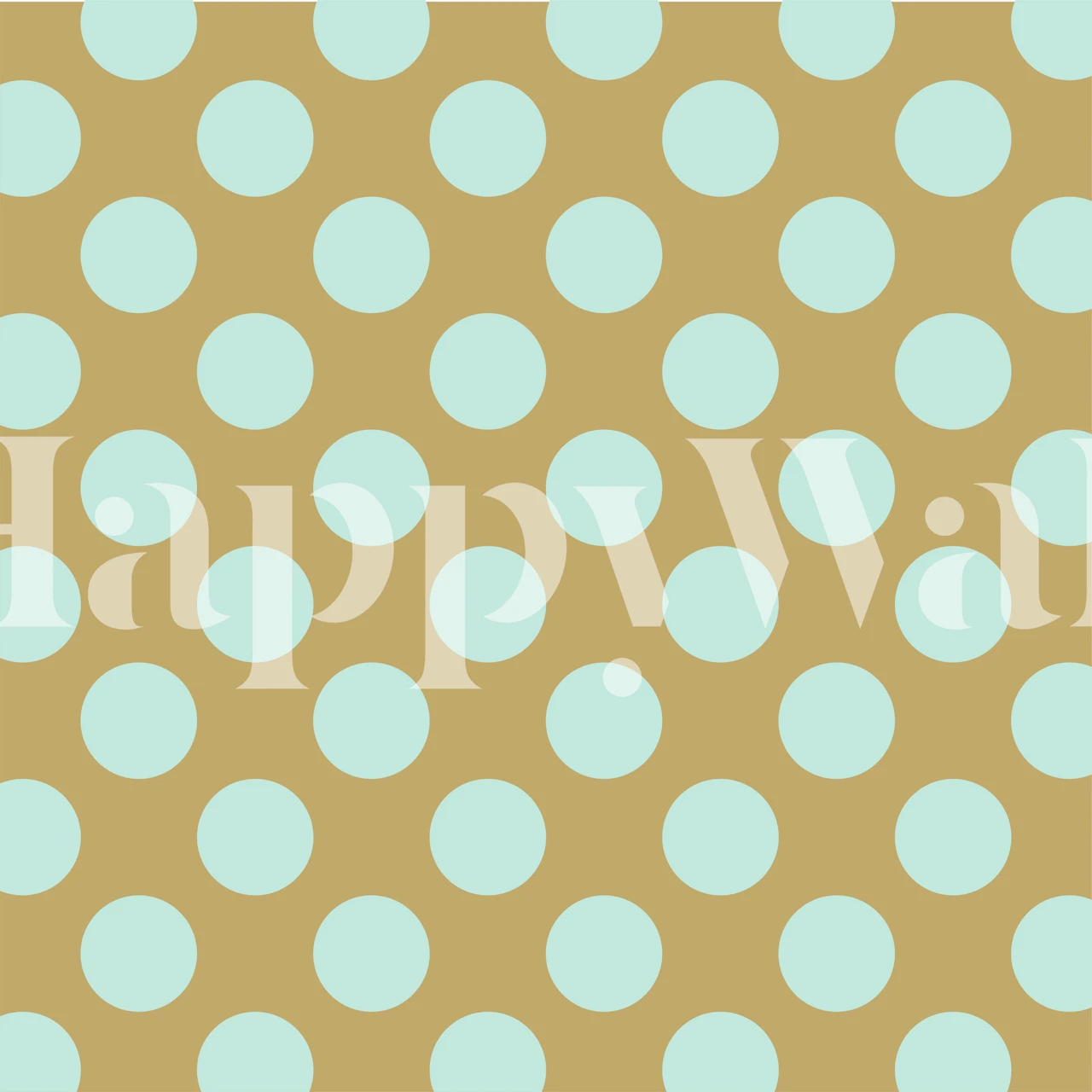 Beige mint polka dots wallpaper in a room setting