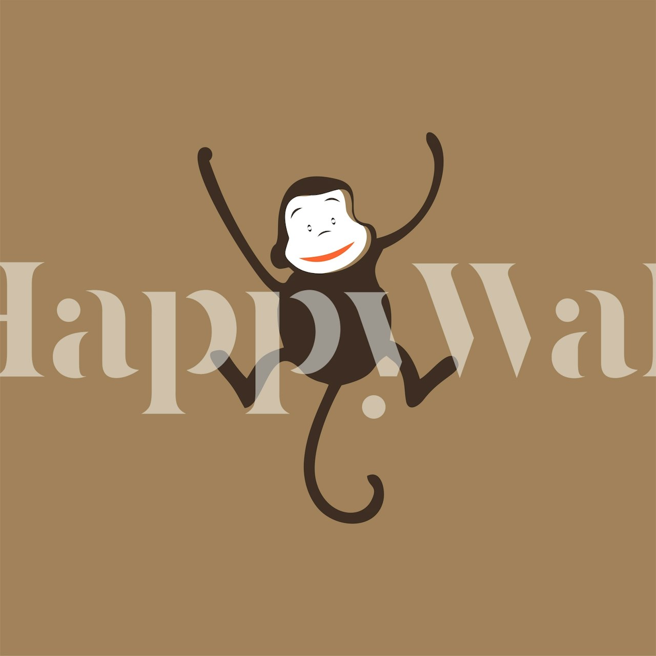 Cartoon monkey design on brown background wallpaper