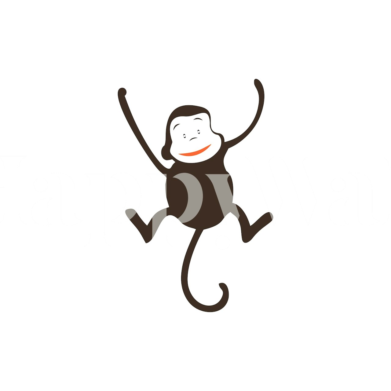 Black and white monkey illustration wall mural