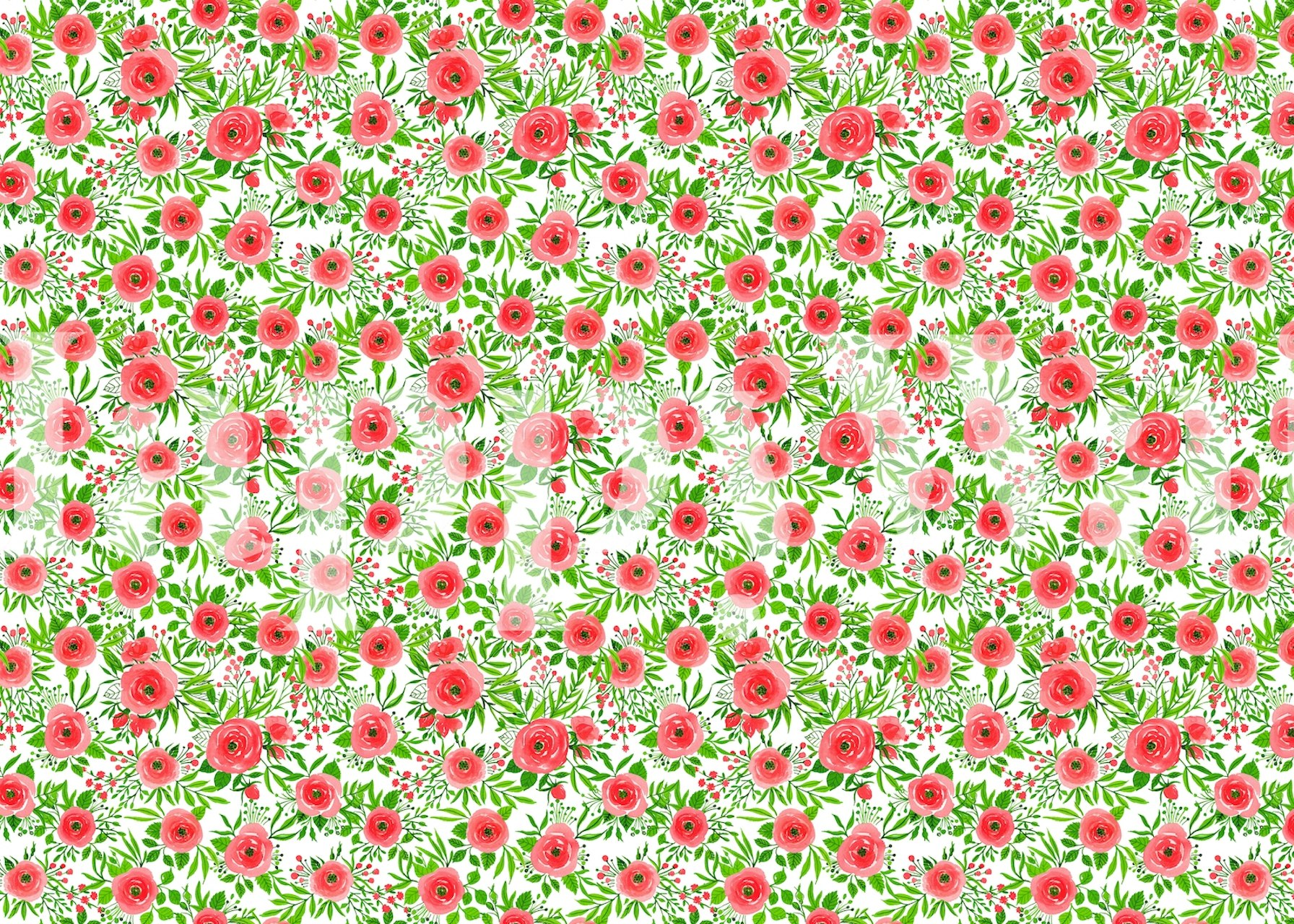 Red watercolor flowers tapet i et rum