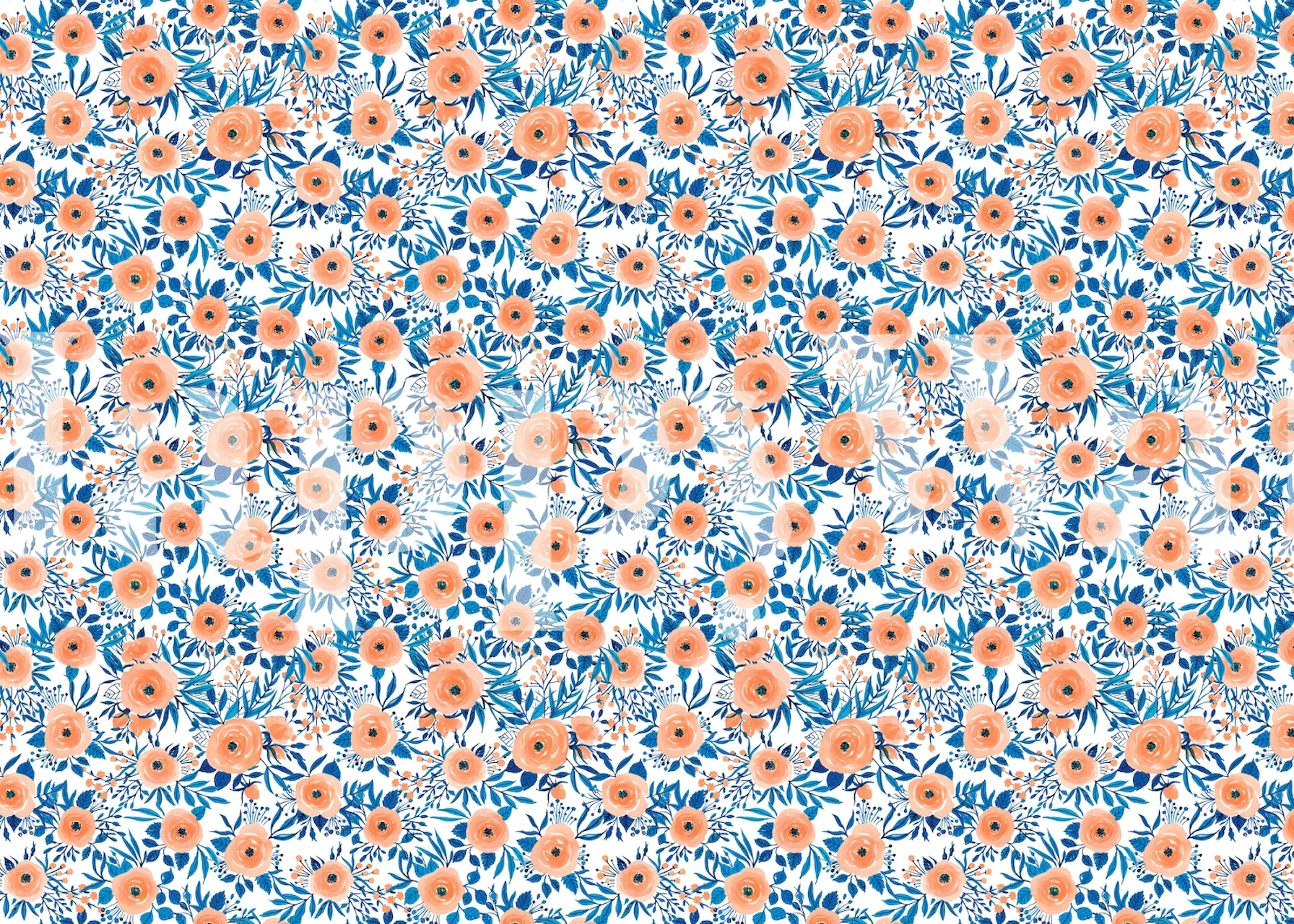 Ontwerp voor behang Orange watercolor flowers