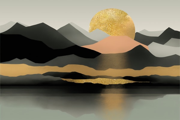 Golden Moon Rise Landscape Art