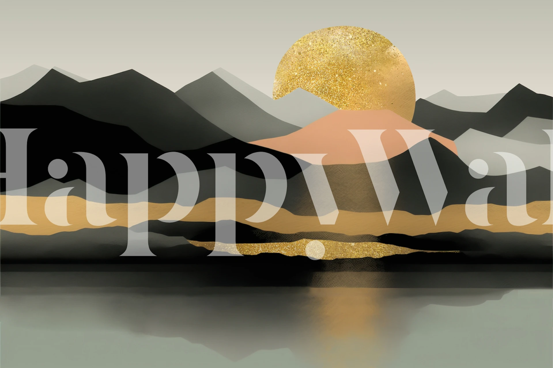 Golden Moon Rise wallpaper in a modern room