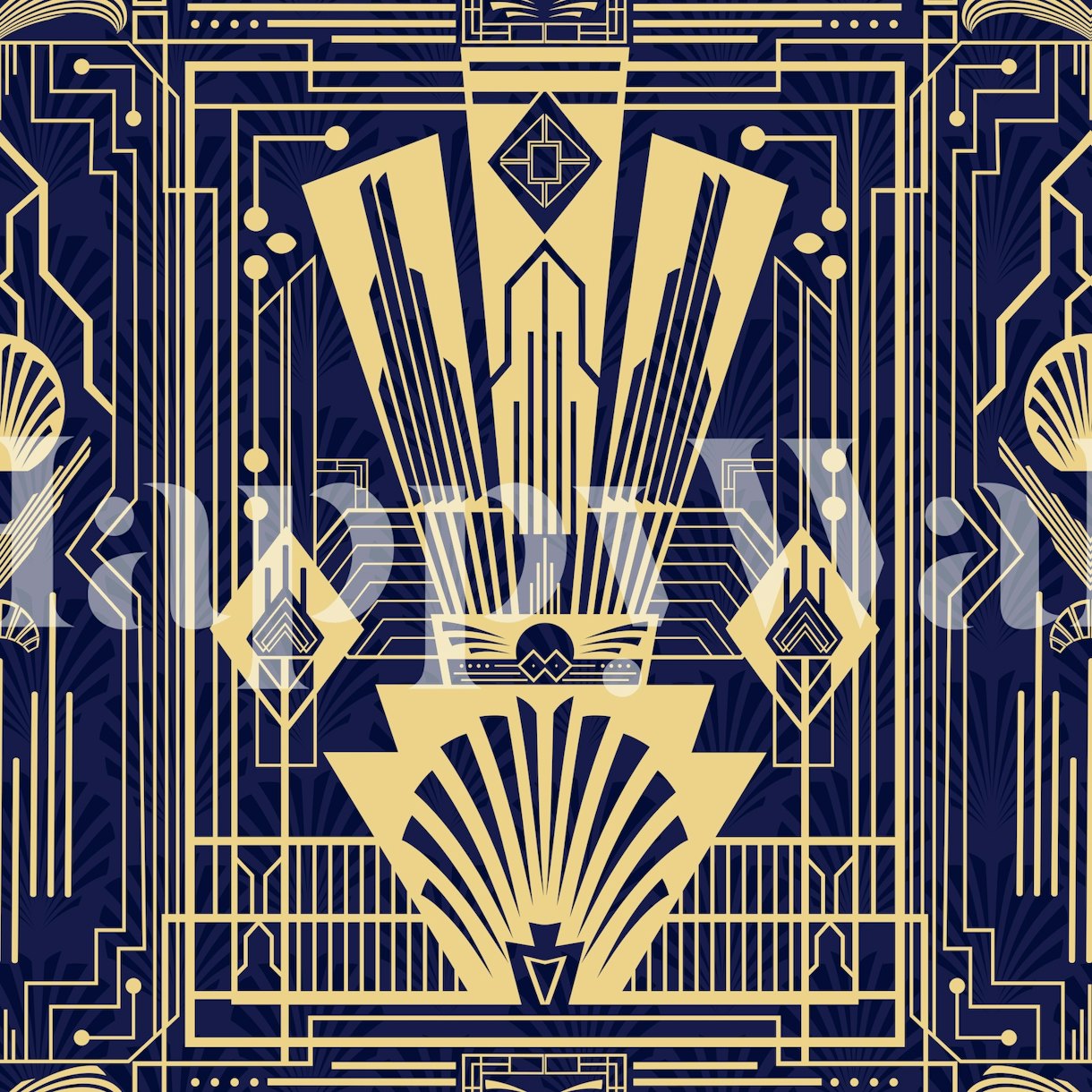 Navy Gold Luxury Art Deco Wallpaper Buy Online Happywall