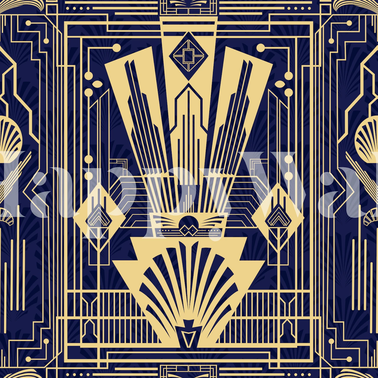 Navy Gold Art Deco tapeta v pokoji