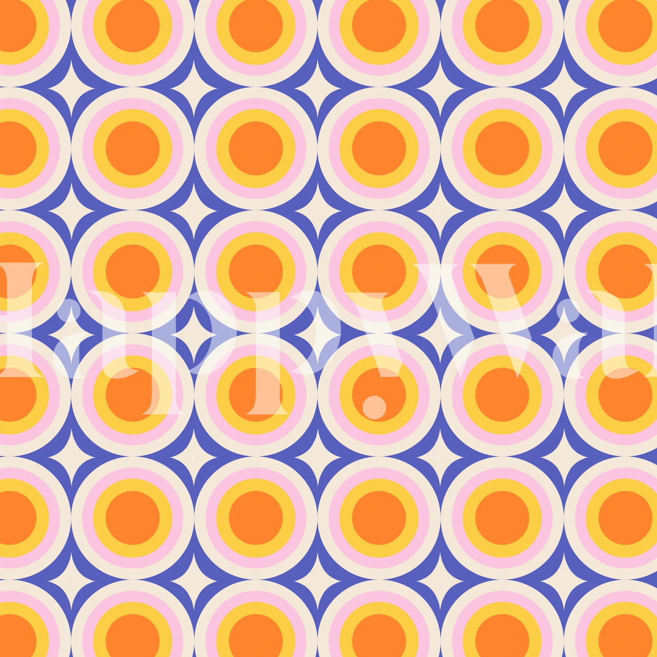 Geometric circles in purple, orange and pink wallpaper