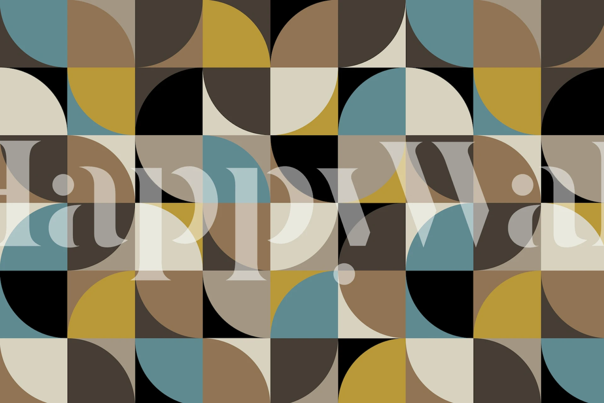 Conception de papier peint Retro Mod Squares 27 dans une pièce