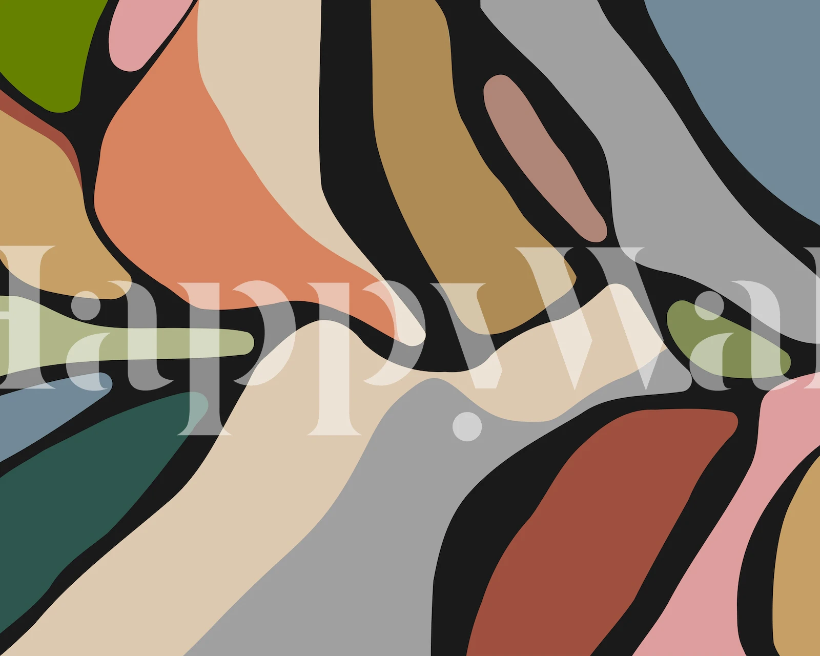 Abstract colorful shapes in earthy tones wallpaper
