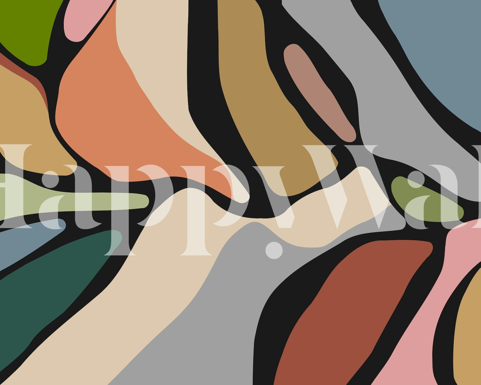 Abstract colorful shapes in earthy tones wallpaper