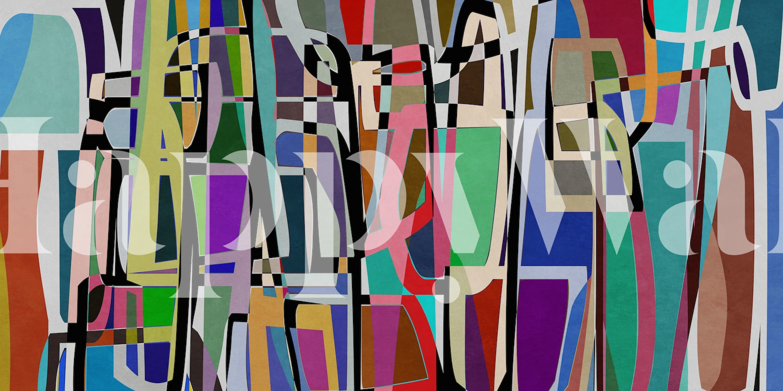 Colorful abstract geometric shapes in various hues wallpaper