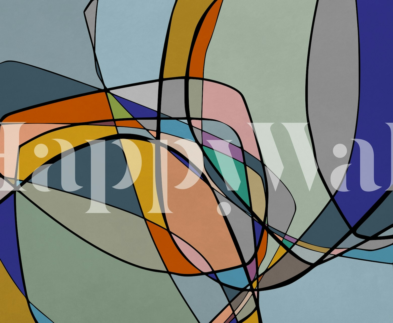 Papel de parede abstrato colorido em um quarto