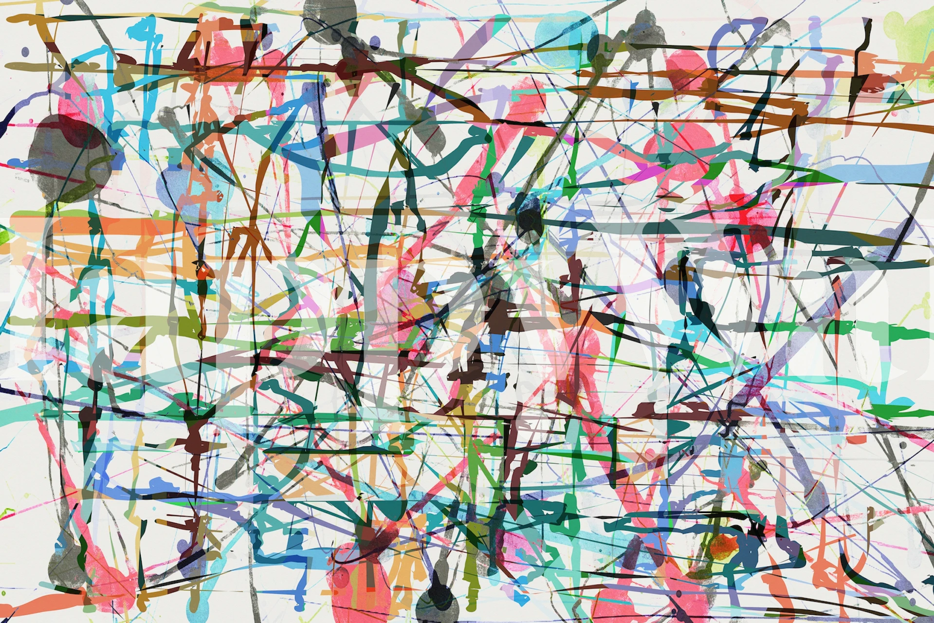 Colorful abstract brush stroke patterns in various shades