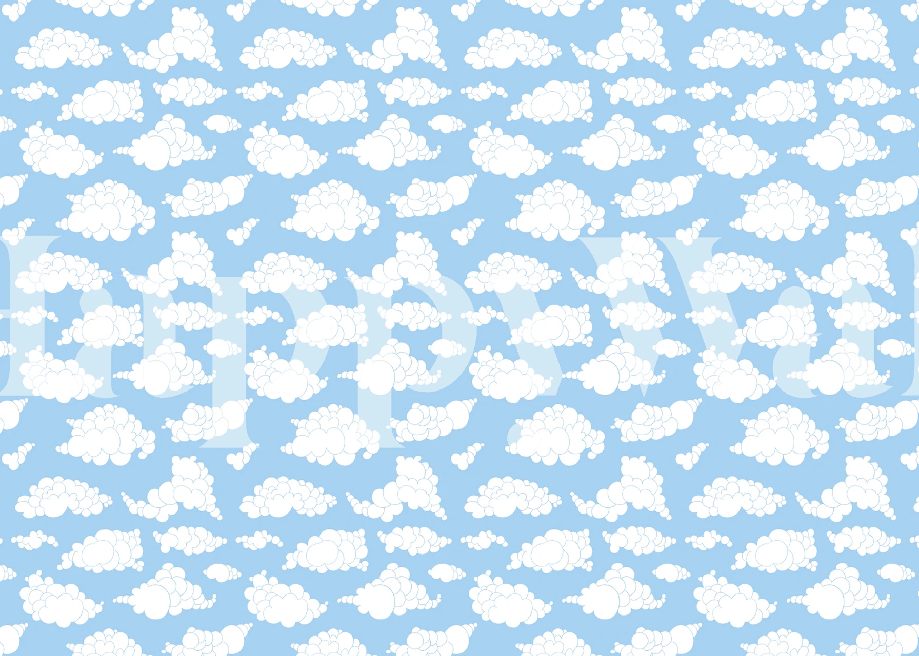 Doodle clouds wallpaper in a room
