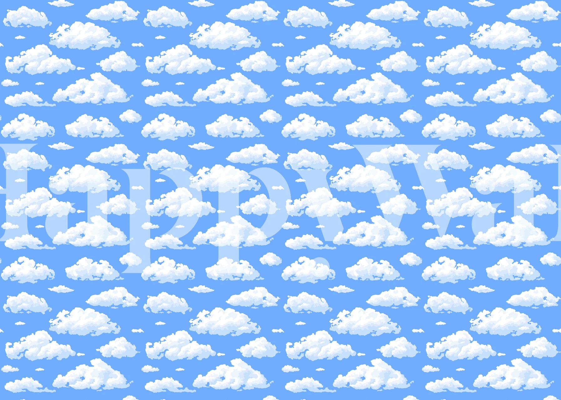 Fluffy clouds on a blue background wallpaper