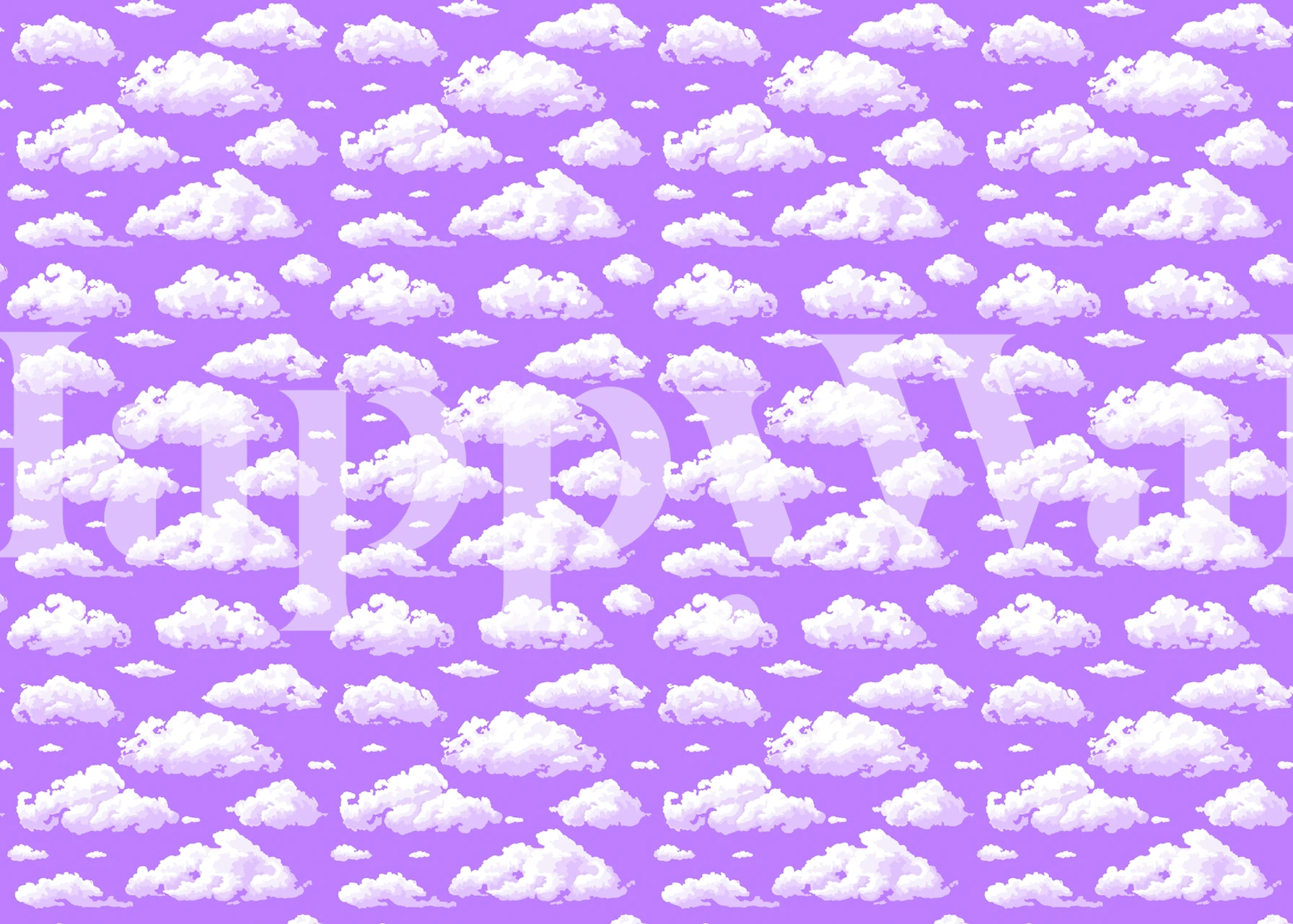 Purple background with fluffy white clouds wallpaper