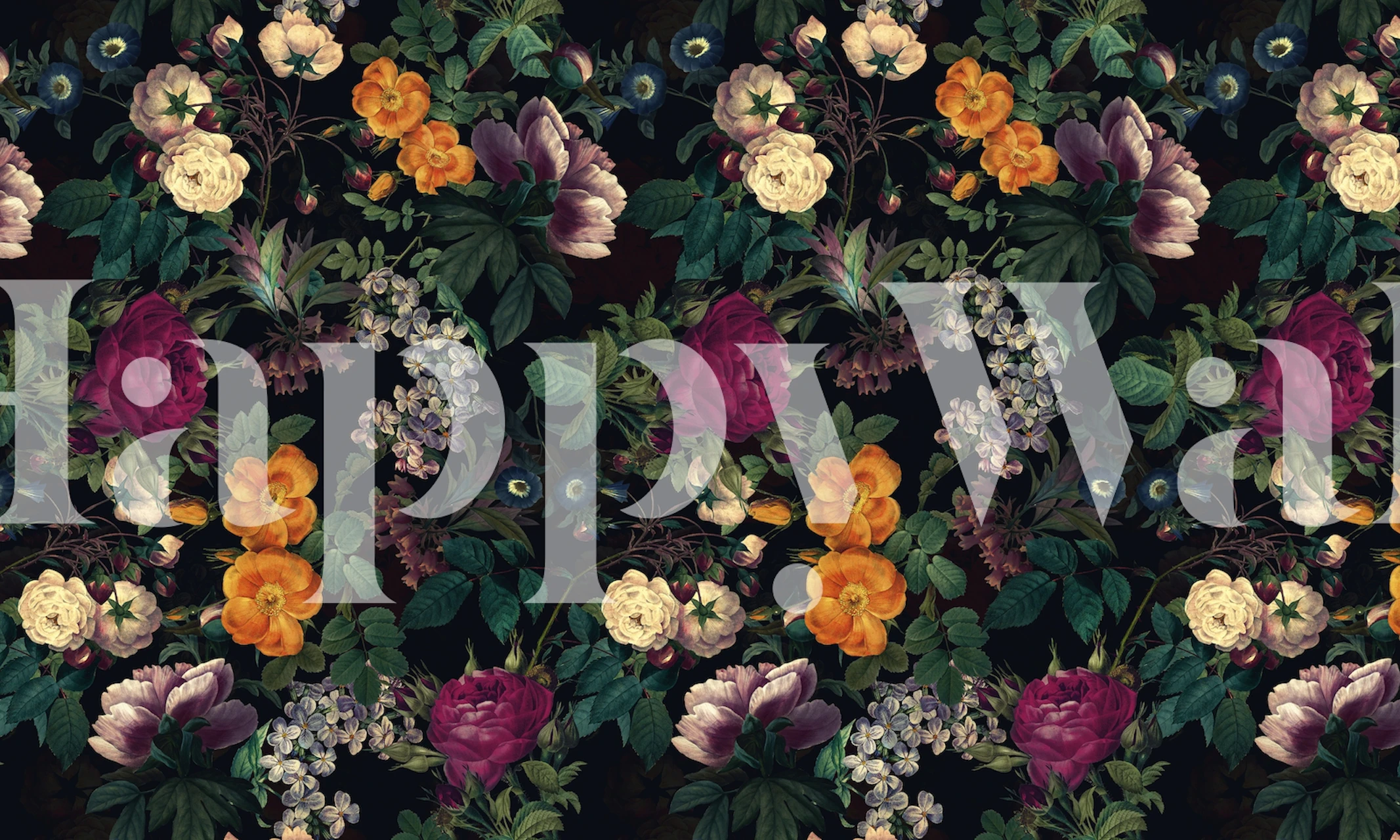 Colorful floral patterns with dark background wallpaper