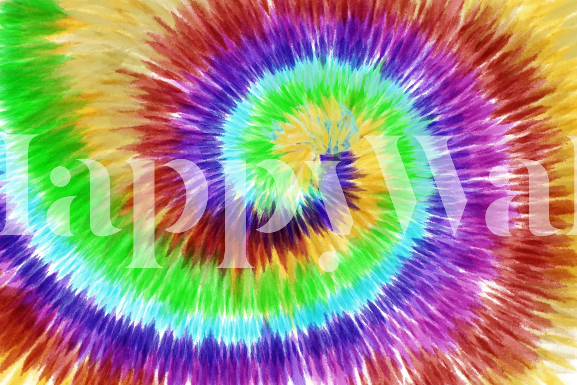 Fotomural vinílico de parede em espiral colorido tie-dye para uma decoração vibrante do quarto