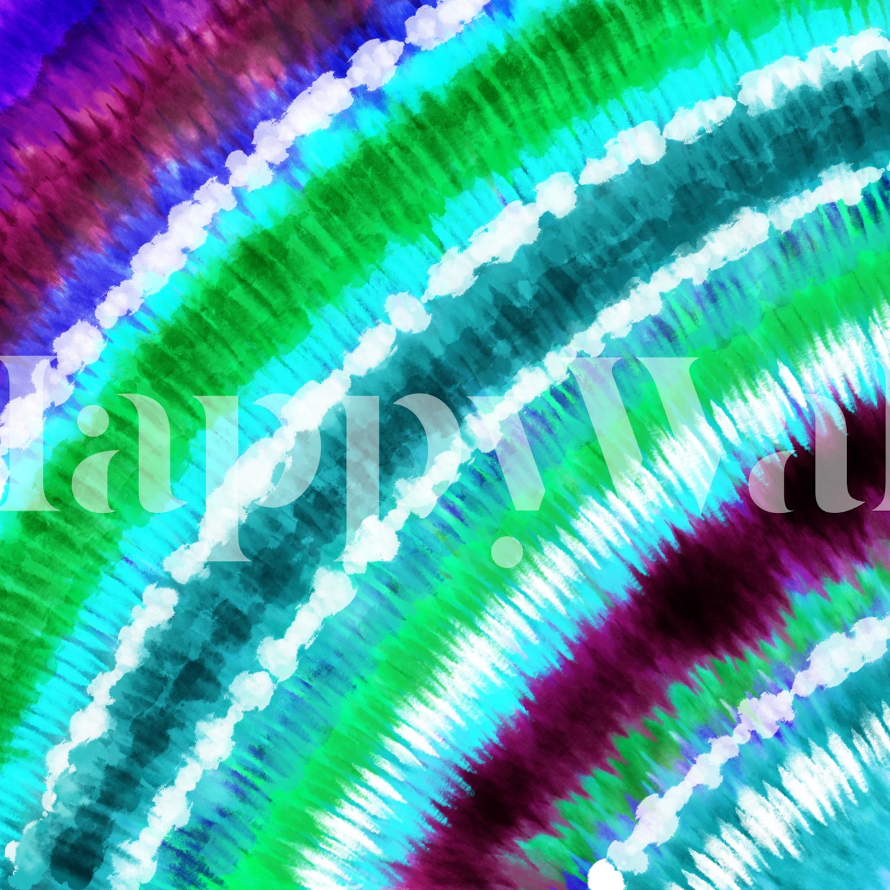 Vibrant tie dye pattern in blue, green, purple shades wallpaper