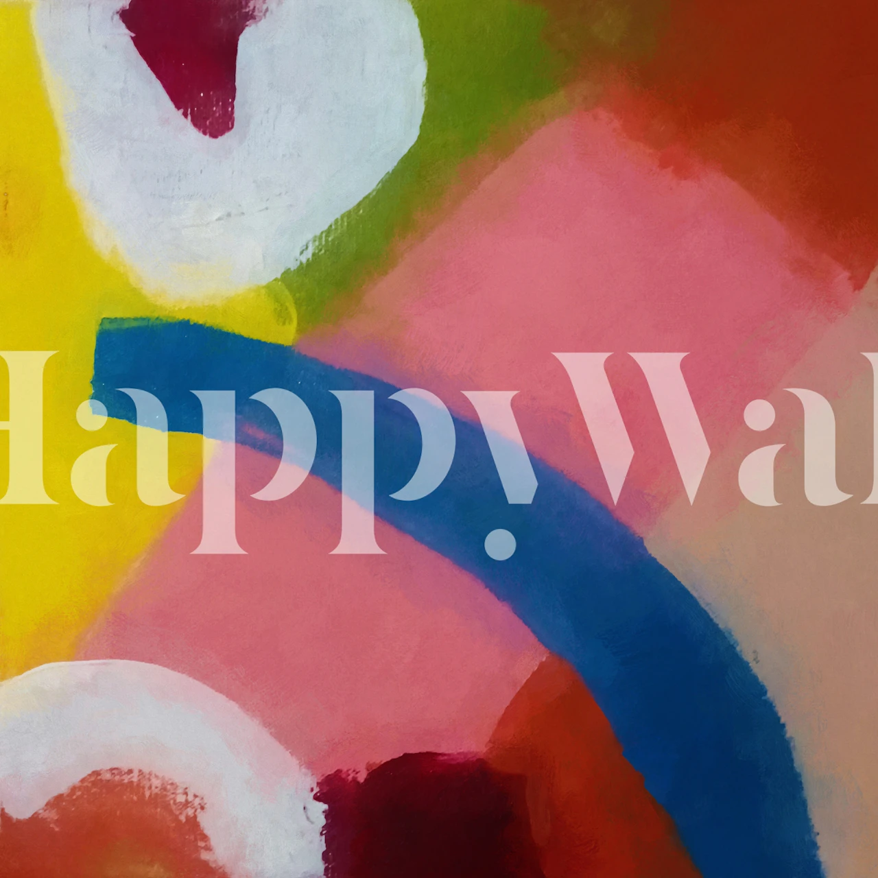 Colorful abstract shapes in pink, yellow, and blue wallpaper