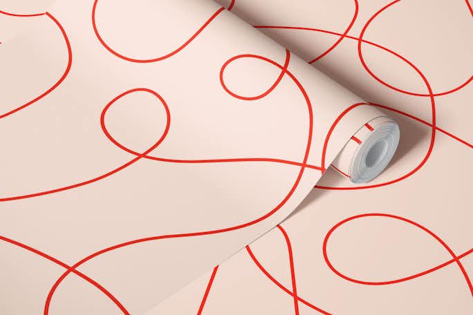 Curvy red lineswallpaper roll