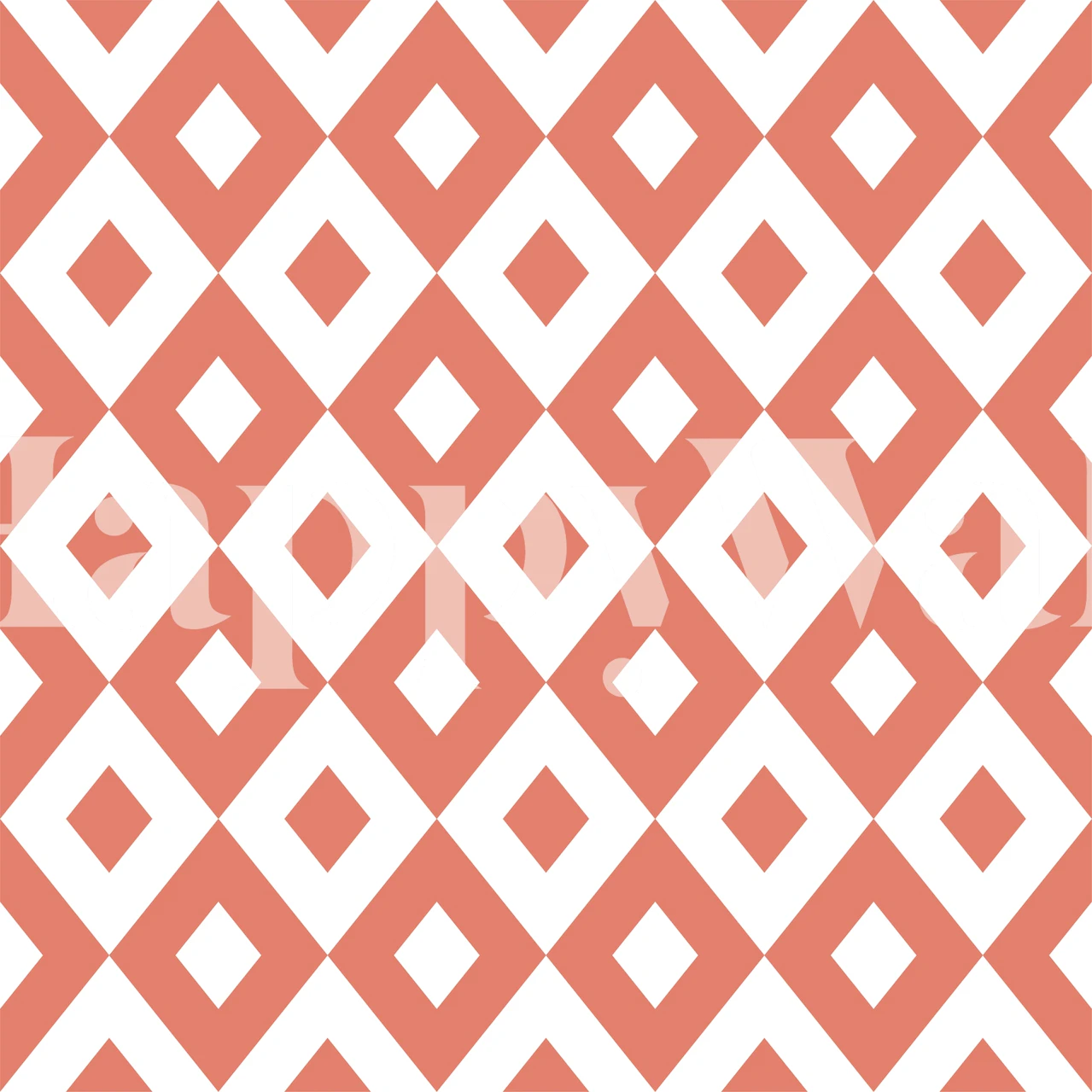 Geometric pattern wallpaper in rust orange and white