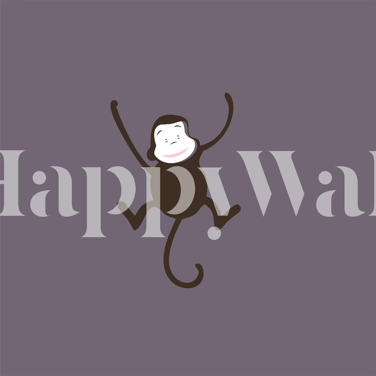 Silhouetted monkey design on a plum-colored background wall mural