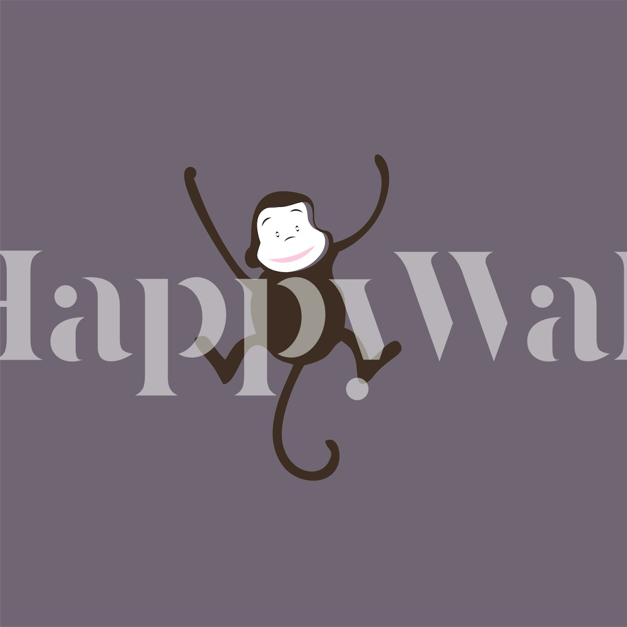 Silhouetted monkey design on a plum-colored background wall mural