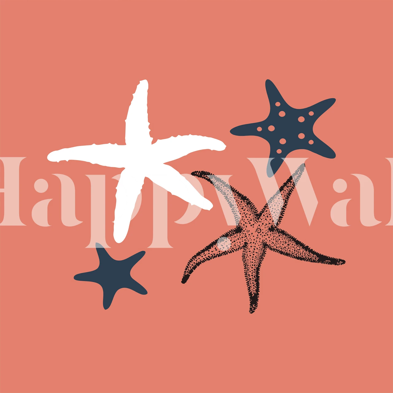 Sienna Orange Sea Stars tapet i et rom
