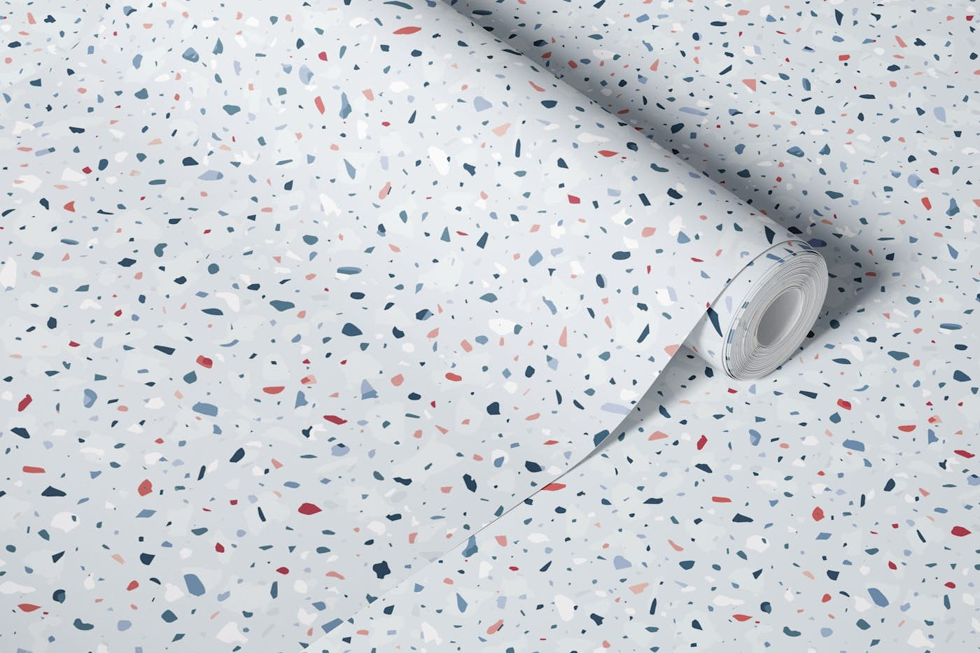 Soft blue terrazzo wallpaper roll