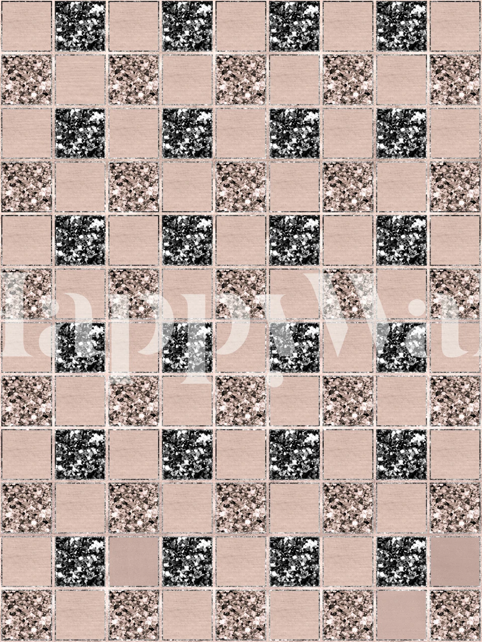 Blush Check Glitter Glam Tapete in einem Zimmer